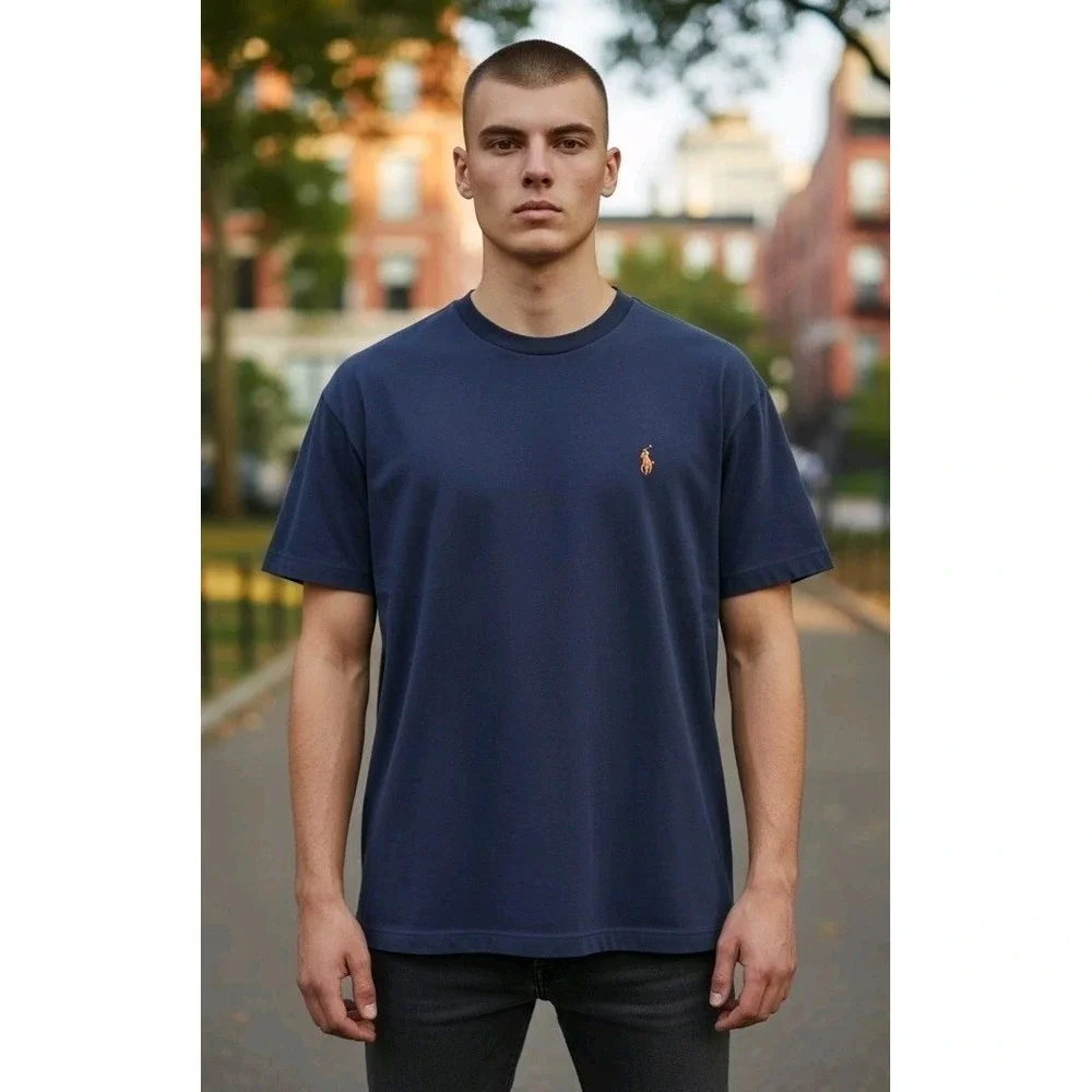 Polo Ralph Lauren Men's Soft Cotton Crewneck T-Shirt Navy Blue Pony SZ S Preppy